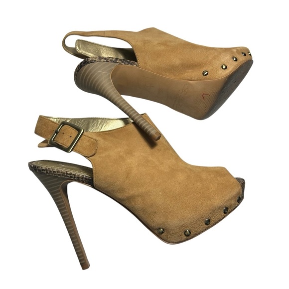 Sam Edelman SE Boutique Oscar Leather Peep Toe Spiked Heel Sandals Sz 8.5 - Picture 5 of 12